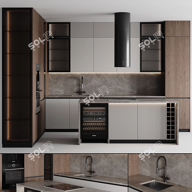 Customizable Modern Kitchen Model 3D model image 1