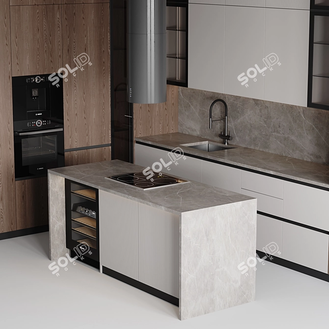 Customizable Modern Kitchen Model 3D model image 6