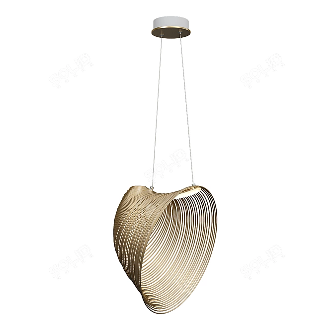 Wooden Dome LED Pendant Light 3D model image 1