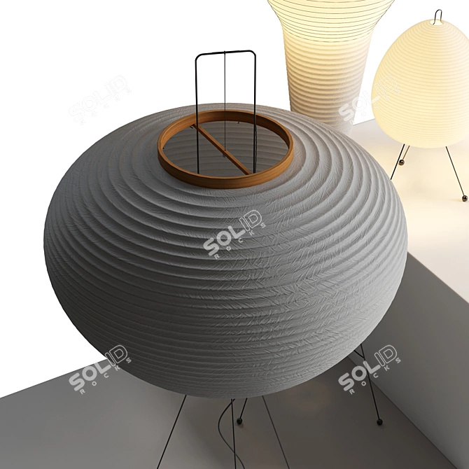 Japanese Style Rice Paper Lamp 3D model image 4