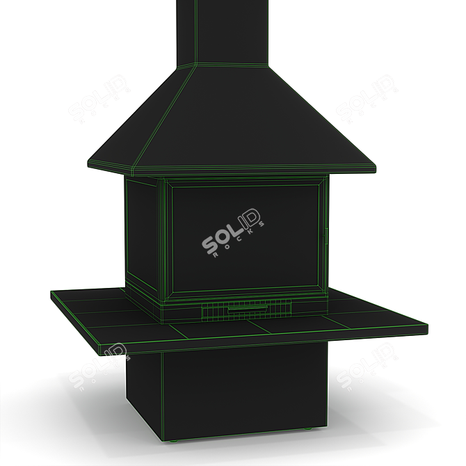 Cube Island Fireplace with Glass Doors 3D model image 5