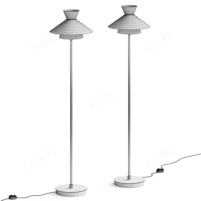 Modern Bennett Floor Lamp, 1580mm 3D model image 2