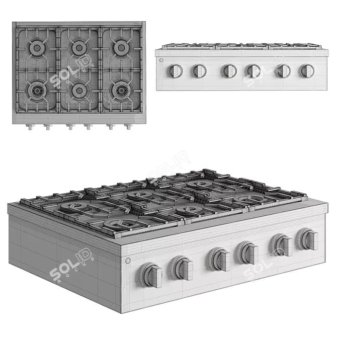 Monogram Professional Gas Rangetop - 6 Burners 3D model image 4