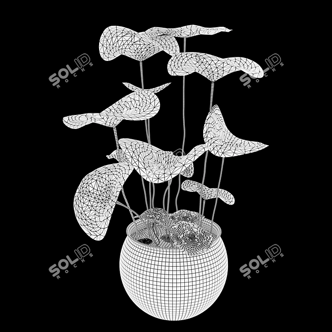 Twin Water Lily Planters 3D model image 4