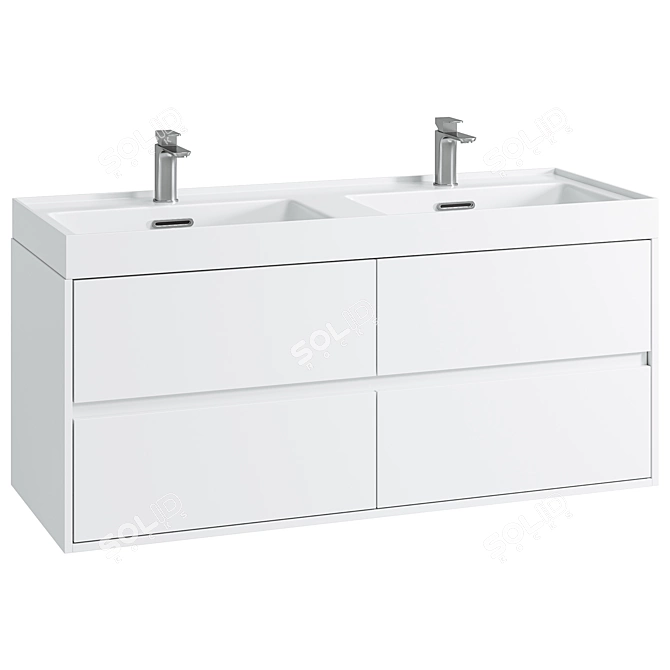 Modern Oak Cabinet Washbasin Set 3D model image 3