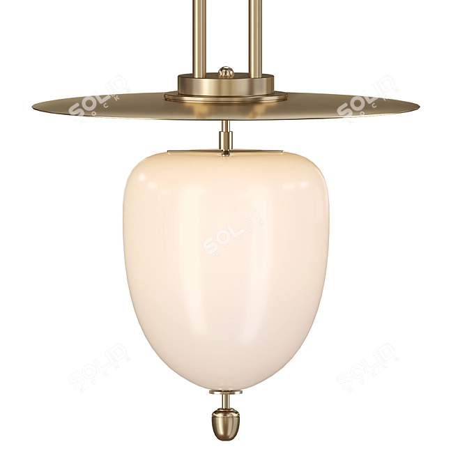 Opal & Clear Glass Bell Pendant 3D model image 1