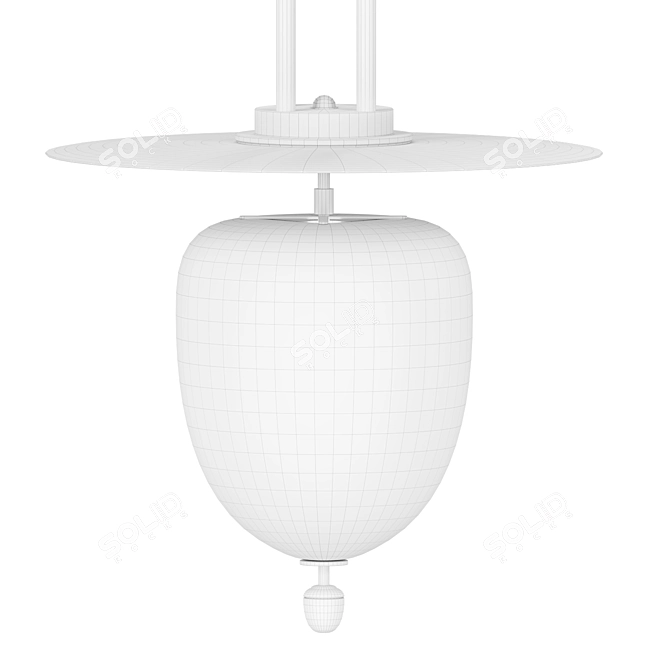 Opal & Clear Glass Bell Pendant 3D model image 4