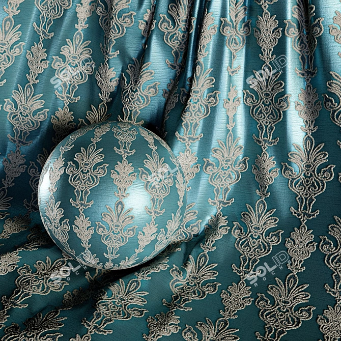 Damask Jacquard Brocade Fabric - 4 Color Themes 3D model image 3