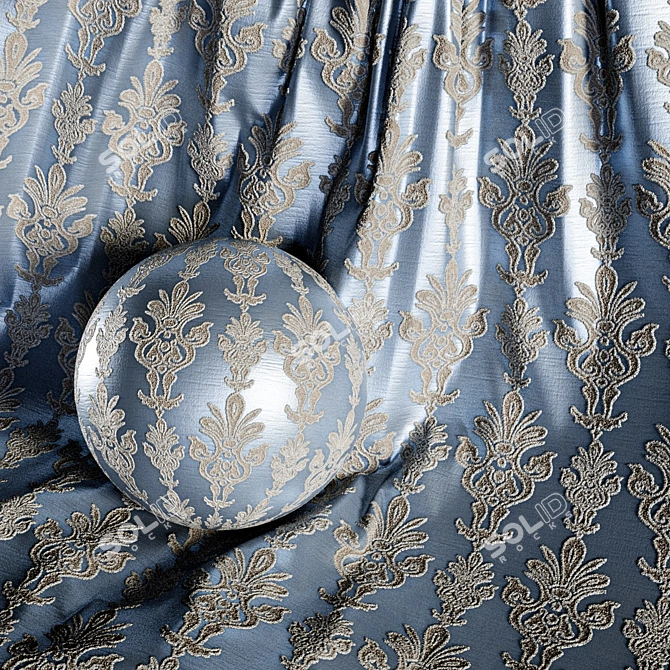 Damask Jacquard Brocade Fabric - 4 Color Themes 3D model image 4