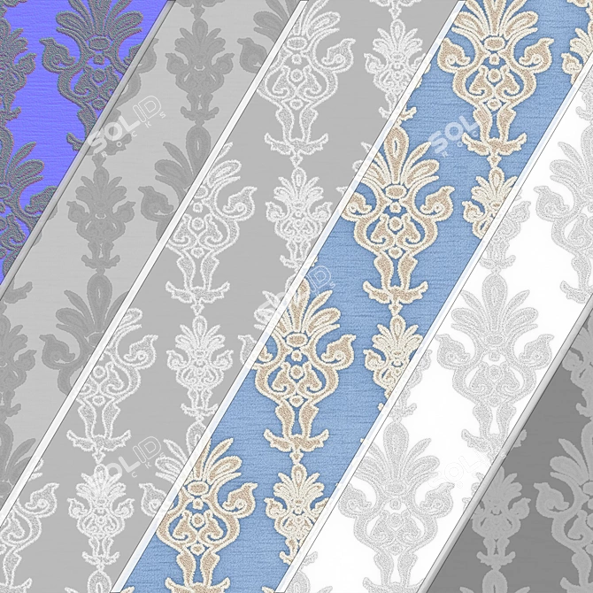 Damask Jacquard Brocade Fabric - 4 Color Themes 3D model image 7