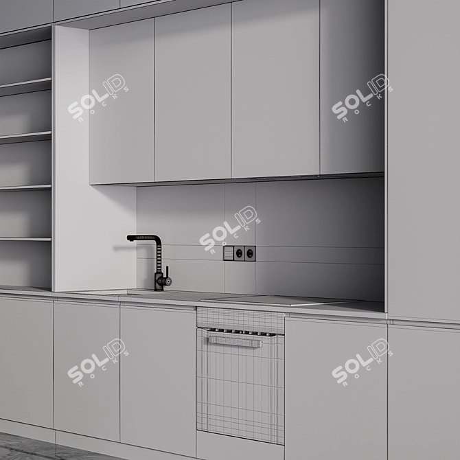 Modern Kitchen with Island & Miele Appliances 3D model image 5