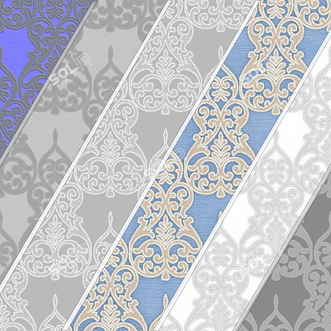  Damask Jacquard Brocade Fabric - Set of 4 Colors 3D model image 7