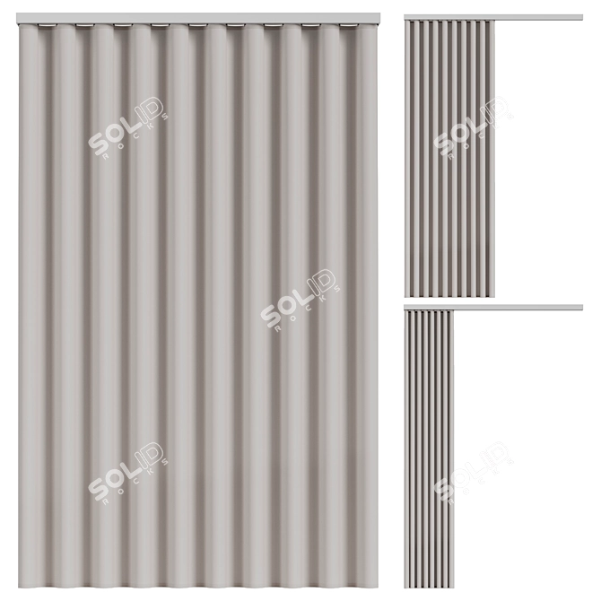 Ceiling-mounted Fabric Shower Curtain 3D model image 3