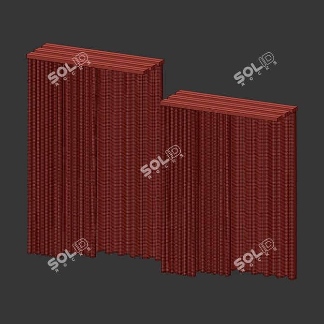 Ceiling-mounted Fabric Shower Curtain 3D model image 5