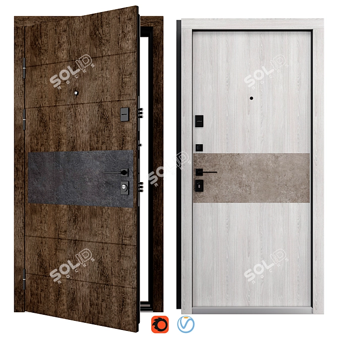 Rodos Metal Entry Door F-121 3D model image 1