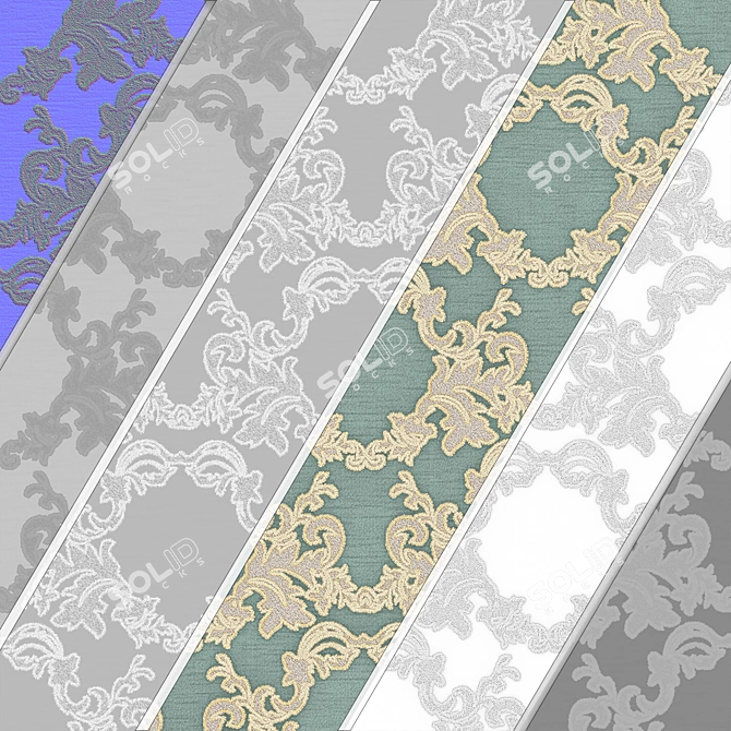 Damask Jacquard Brocade Fabric - 4 Color Sets 3D model image 3