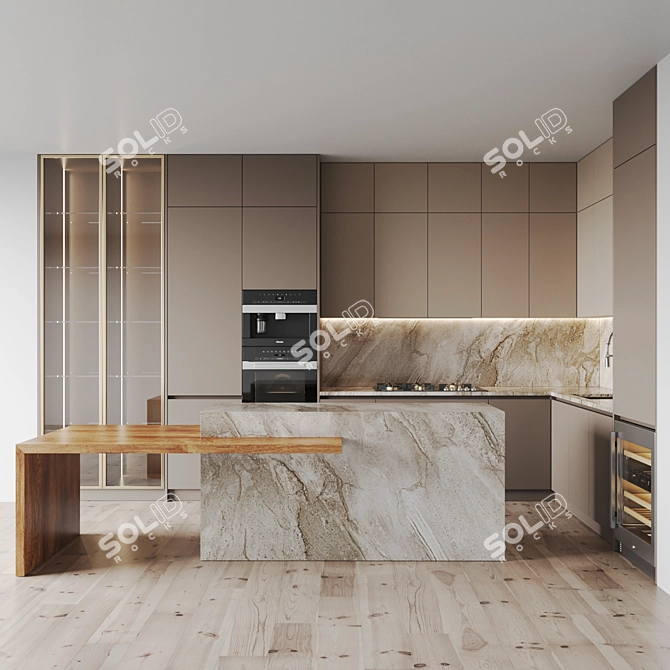 Modern Kitchen Design Set 3D model image 1