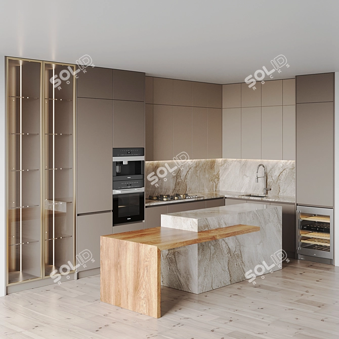 Modern Kitchen Design Set 3D model image 2