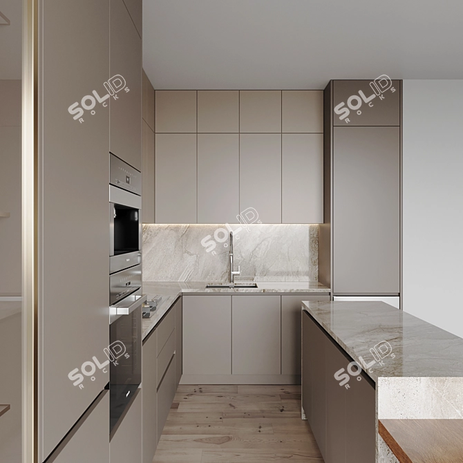 Modern Kitchen Design Set 3D model image 3