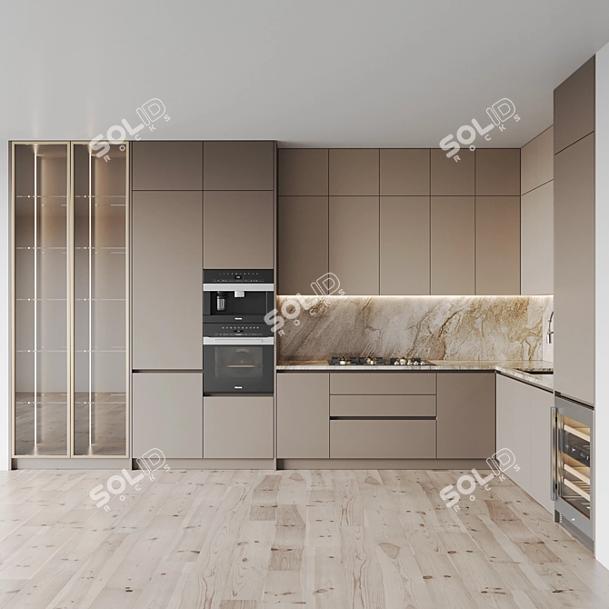 Modern Kitchen Design Set 3D model image 5