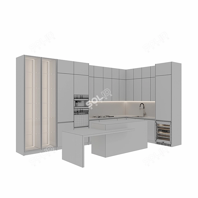 Modern Kitchen Design Set 3D model image 7