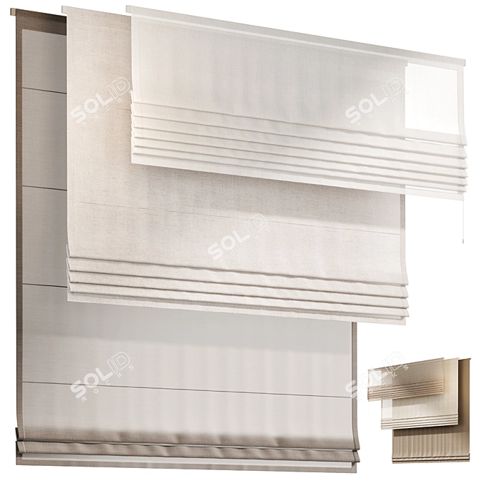 Elegant Roman Blinds Set 02 3D model image 1