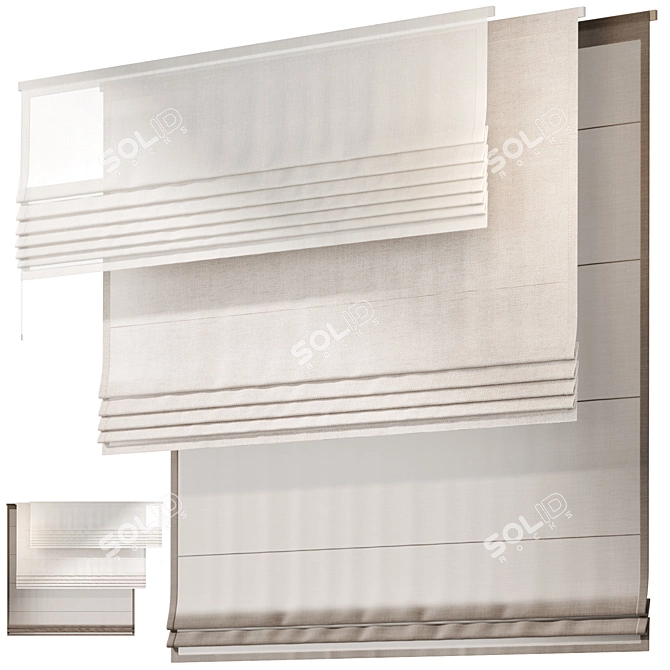 Elegant Roman Blinds Set 02 3D model image 3