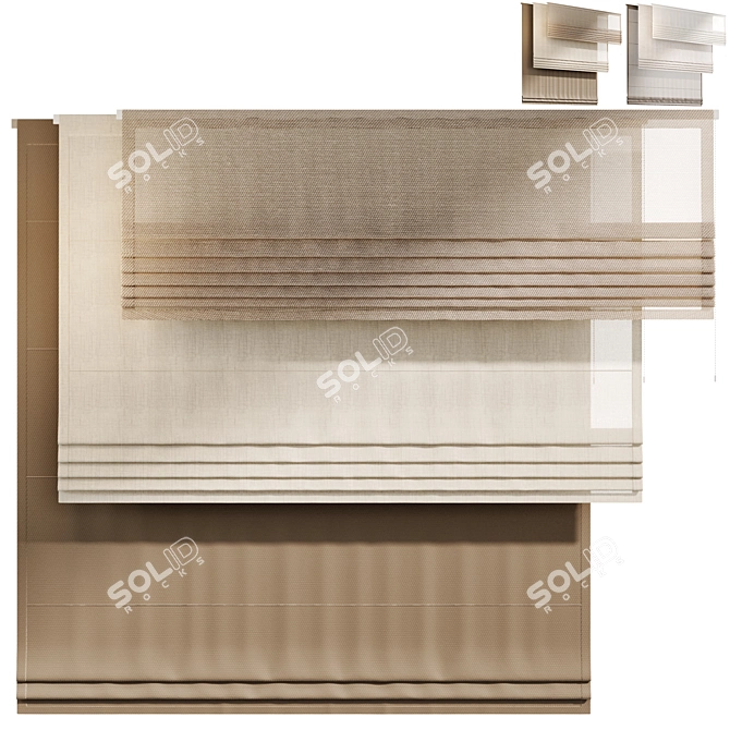 Elegant Roman Blinds Set 02 3D model image 5