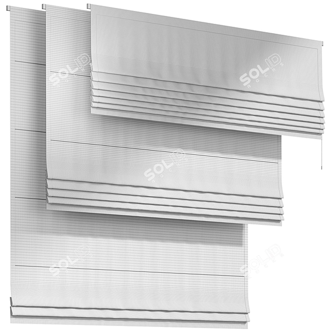 Elegant Roman Blinds Set 02 3D model image 6