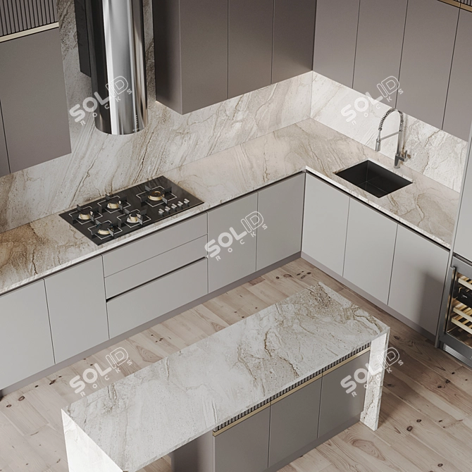 Modern Kitchen 3D Models Set 3D model image 3