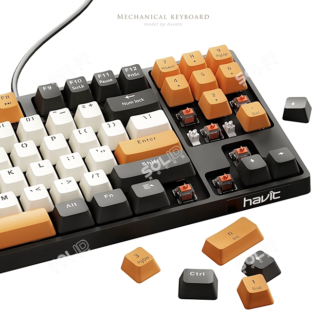 Sleek Mechanical Keyboard with Turbosmooth Technology 3D model image 2