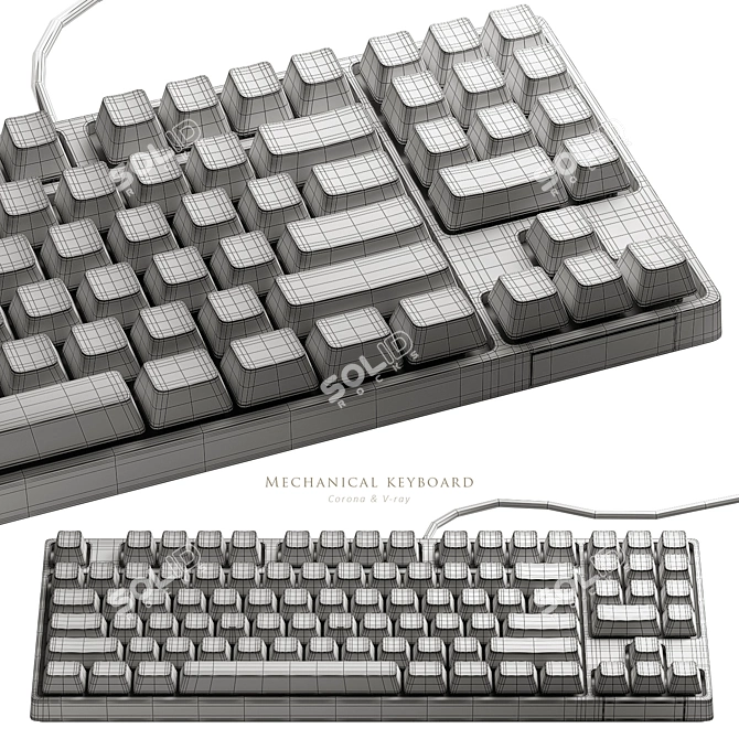 Sleek Mechanical Keyboard with Turbosmooth Technology 3D model image 9