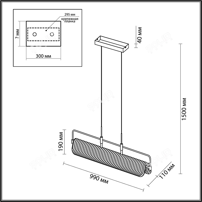 ODEON LIGHT Linear Pendant 35W 3D model image 5