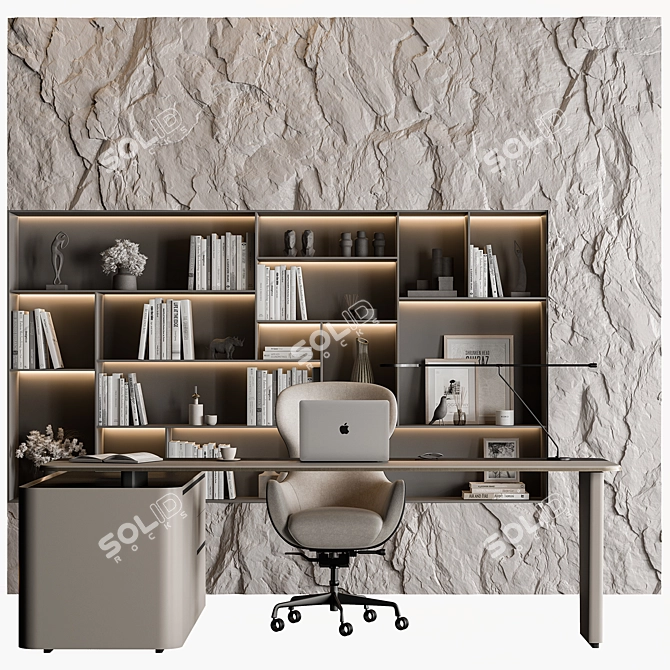 Executive Boss Desk Office Furniture 3D model image 1