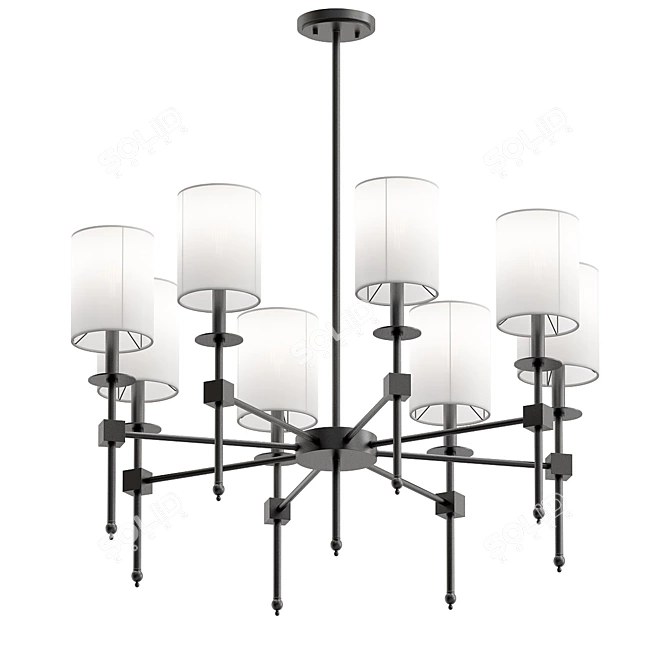 Venom Black Chandelier Fixture 3D model image 1