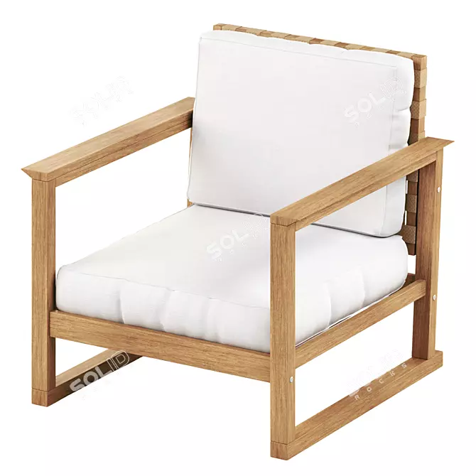 Outdoor Eucalyptus Armchair with Cushions 3D model image 4