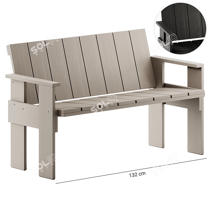 Modern Outdoor Dining Bench: Hay 3D model image 1