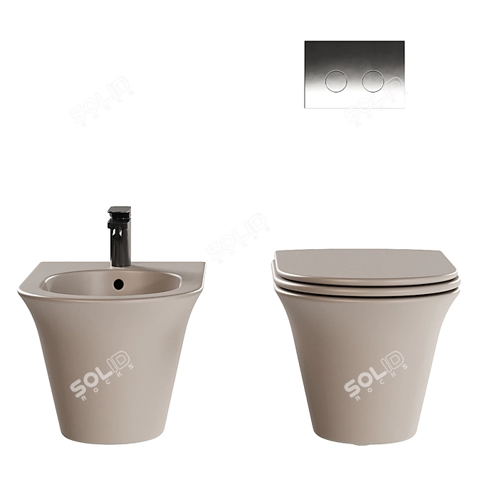 Avigo Wall-Hung WC & Bidet 3D model image 3