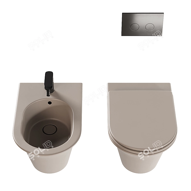 Avigo Wall-Hung WC & Bidet 3D model image 4