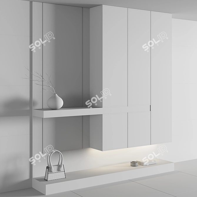 Modern Minimal Hallway Furniture Set 3D model image 7