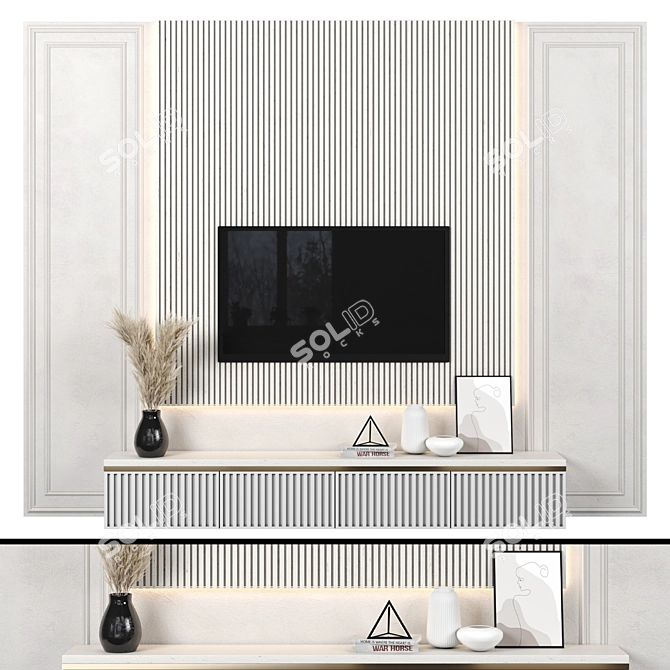 Modular TV Wall 135 - Render-Ready 3D model image 1