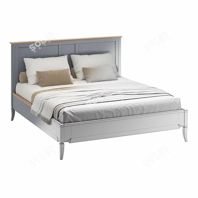 Stylish Stuart Bed with Golden Carvings 3D model image 2