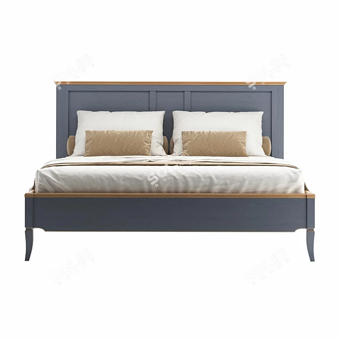 Stylish Stuart Bed with Golden Carvings 3D model image 4