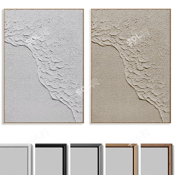 Textured Plaster Photo Frame Set 3D model image 1