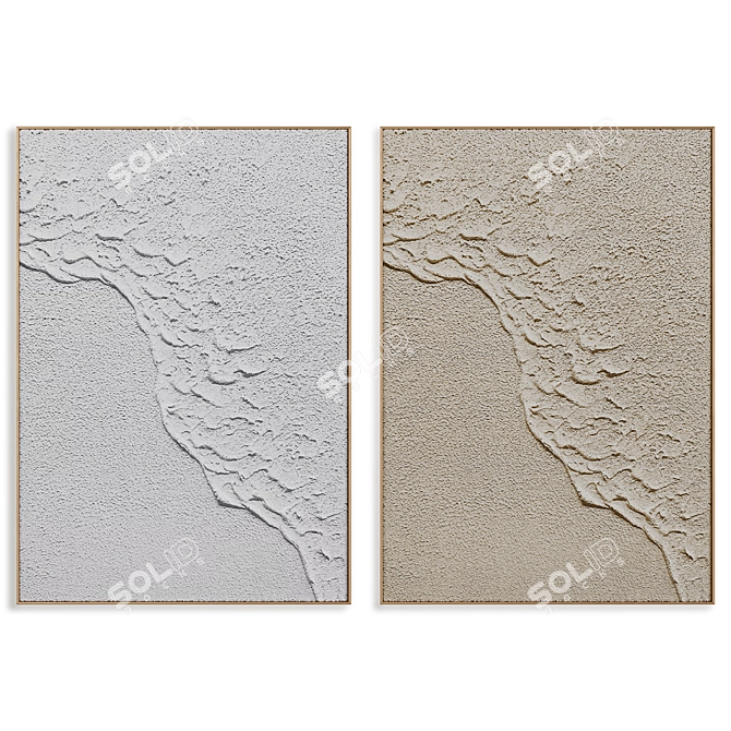 Textured Plaster Photo Frame Set 3D model image 3