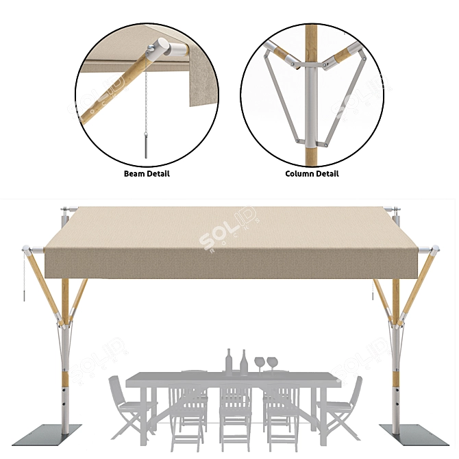 Outdoor Sunshade Cabana Non-Table 3D model image 6