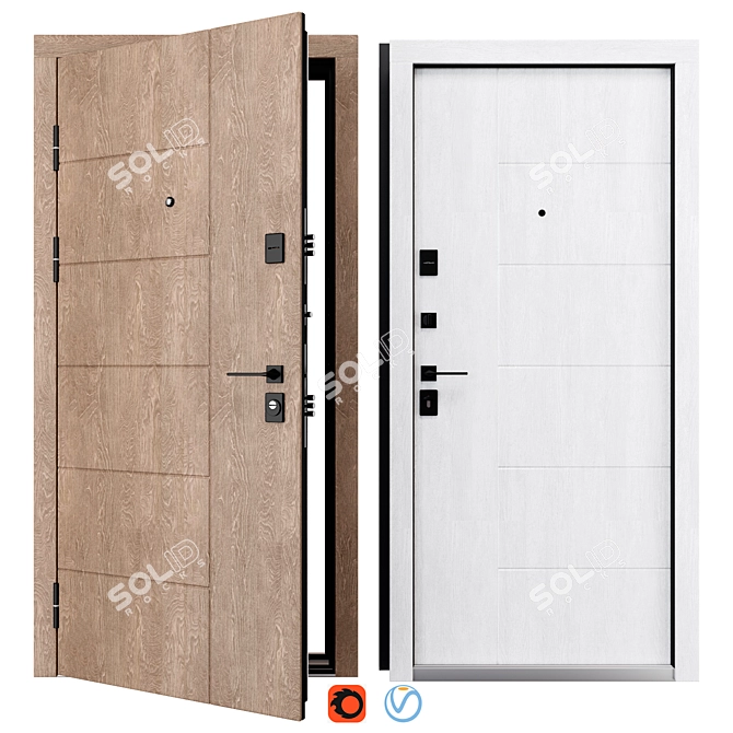 Rodos Metal Entrance Door F-104 3D model image 1