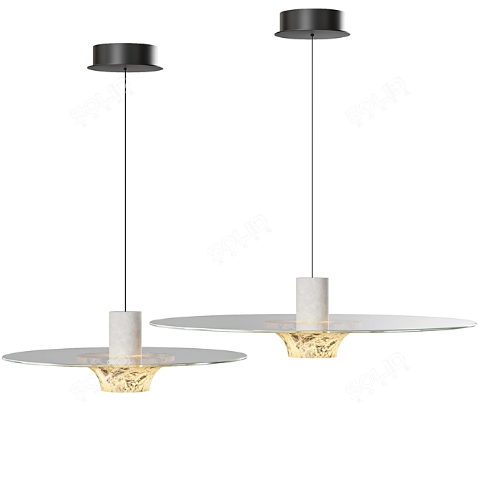 Alabaster Suspended Pendant Light 3D model image 2