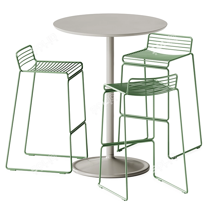 Scandinavian Style Cafe Set: Muuto Soft Table & Hay Hee Stool 3D model image 2