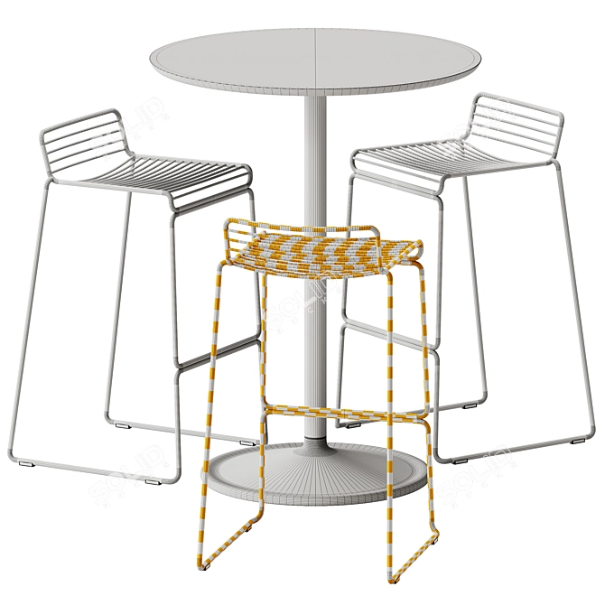 Scandinavian Style Cafe Set: Muuto Soft Table & Hay Hee Stool 3D model image 6